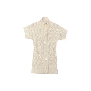 Trina Turk Cashmere and Wool High Neck Buttoned Pointelle Knit Cardigan (M)